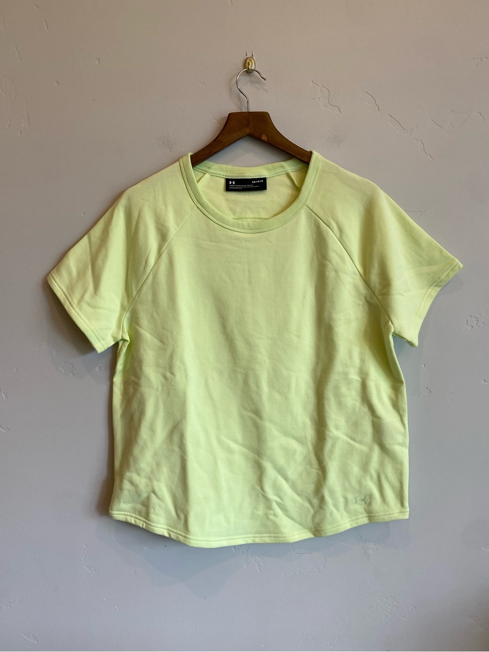 UNDER ARMOUR Neon Yellow French Terry Cutout Short Sleeve Sweatshirt